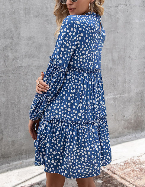 Leopard Chiffon Short Sleeve Sundress