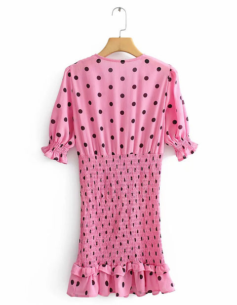 Ava Ballon Sleeve Dot Mini Dress