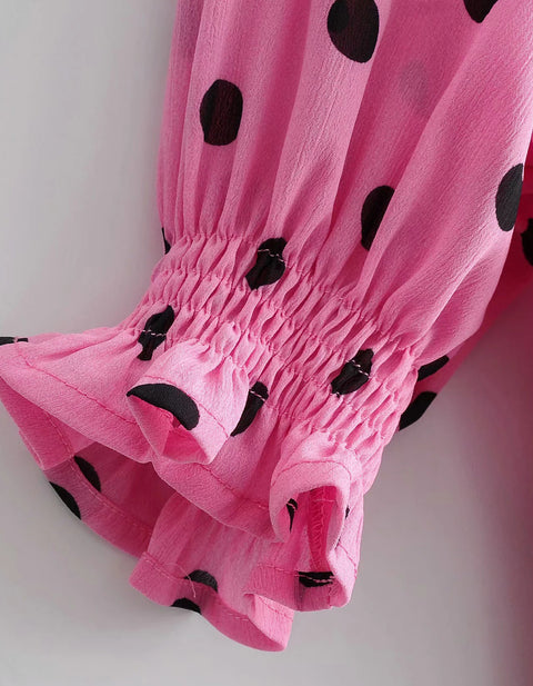 Ava Ballon Sleeve Dot Mini Dress