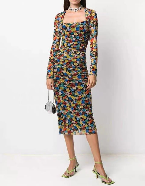 Eleanor Floral Schirring Mini Dress