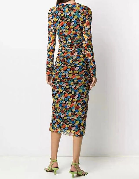 Eleanor Floral Schirring Mini Dress