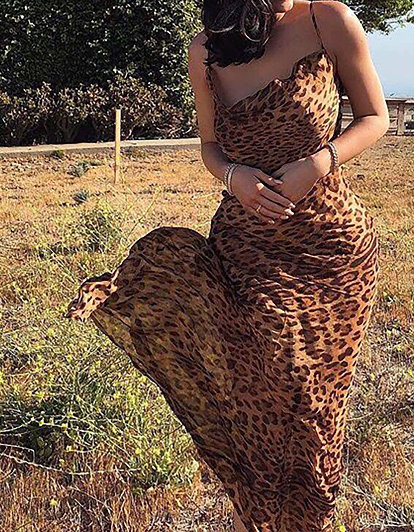 Hailey Leopard Print Maxi Dress  peachics