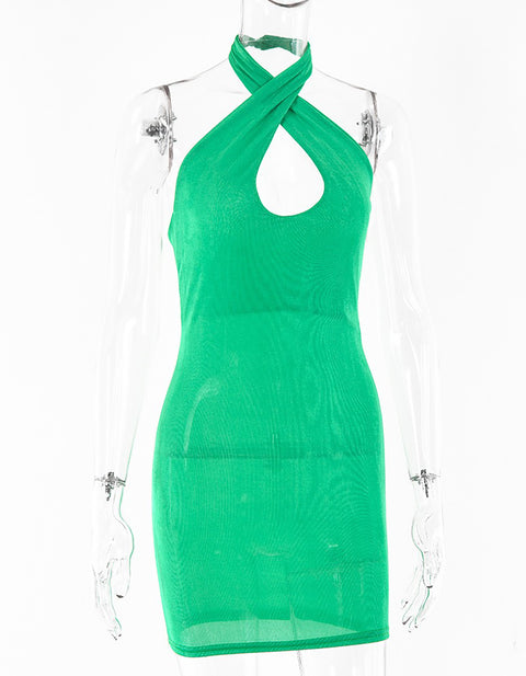 Gabriella Halter Cross Mini Dress