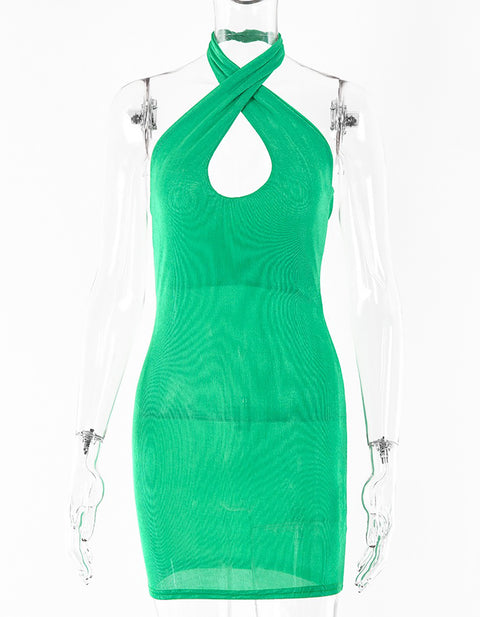 Gabriella Halter Cross Mini Dress