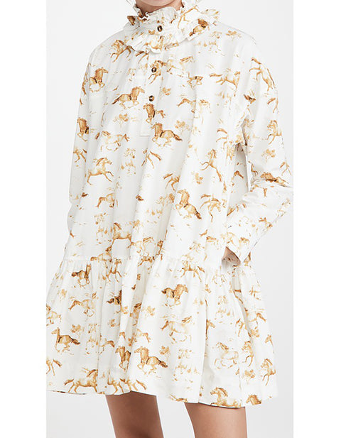 Savannah Ruffle Horse Print Dress