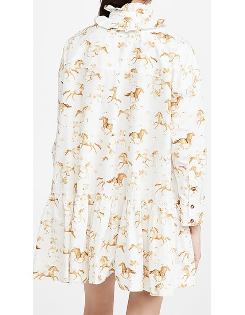 Savannah Ruffle Horse Print Dress