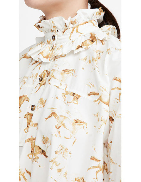 Savannah Ruffle Horse Print Dress