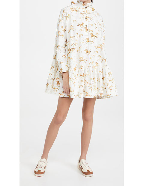 Savannah Ruffle Horse Print Dress